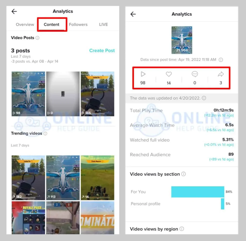 Step 5 Tap On Content And Select The Video | Check Who Shared Your TikTok Videos