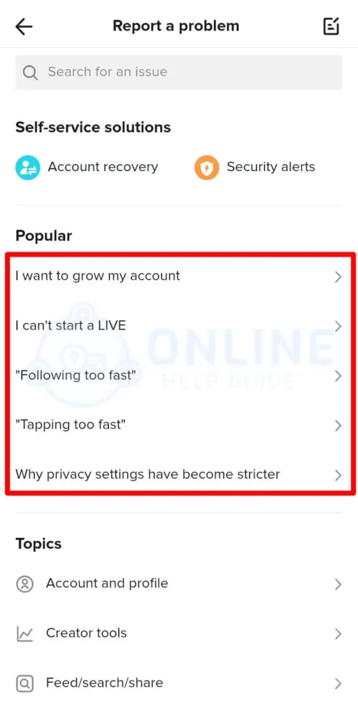 Step 6 Select An Issue | Submit An Appeal On TikTok For A Banned Account