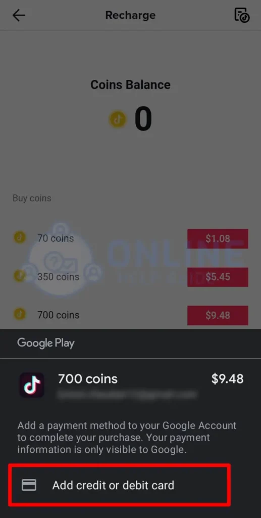 Step 8 Choose A Payment Method | TikTok Recharge Online