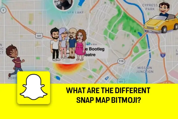 What are the different snap map bitmoji