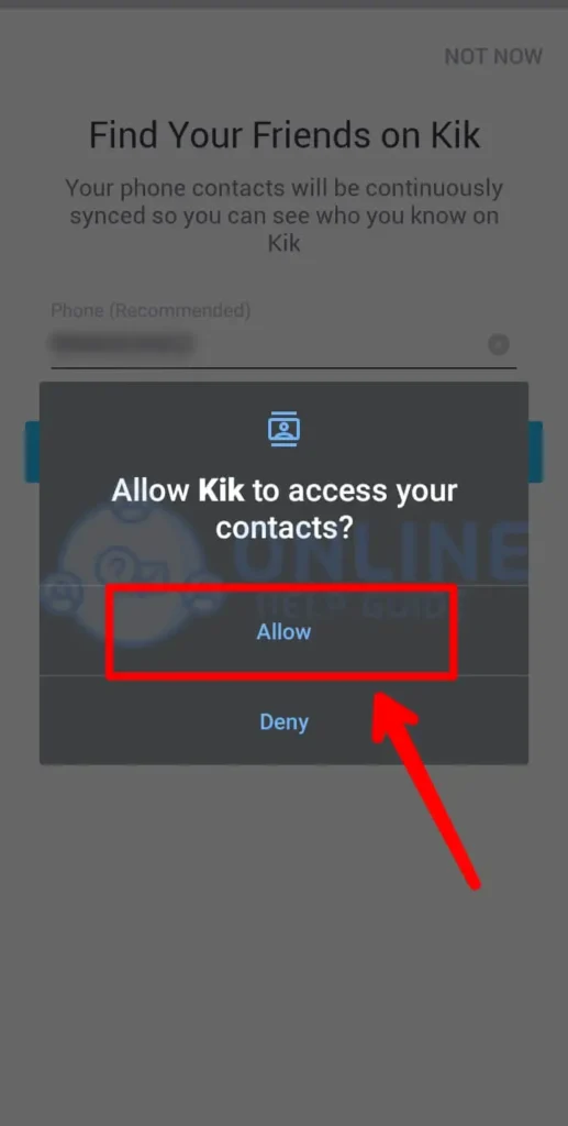 Step 2 Allow Kik To Access Your Contacts