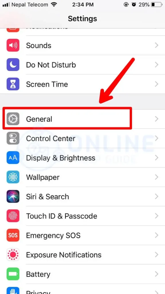 Step 2 Click The General Option