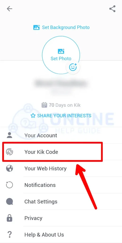 Step 2 Tap Your Kik Code