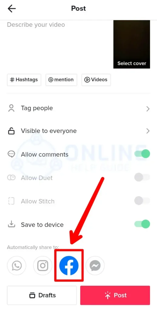 Step 7 Toggle The Share To Facebook Option ON | Share TikTok Videos On Facebook
