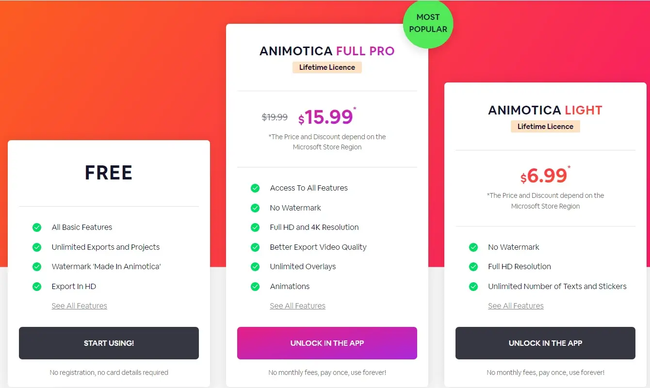 Animotica Pricing