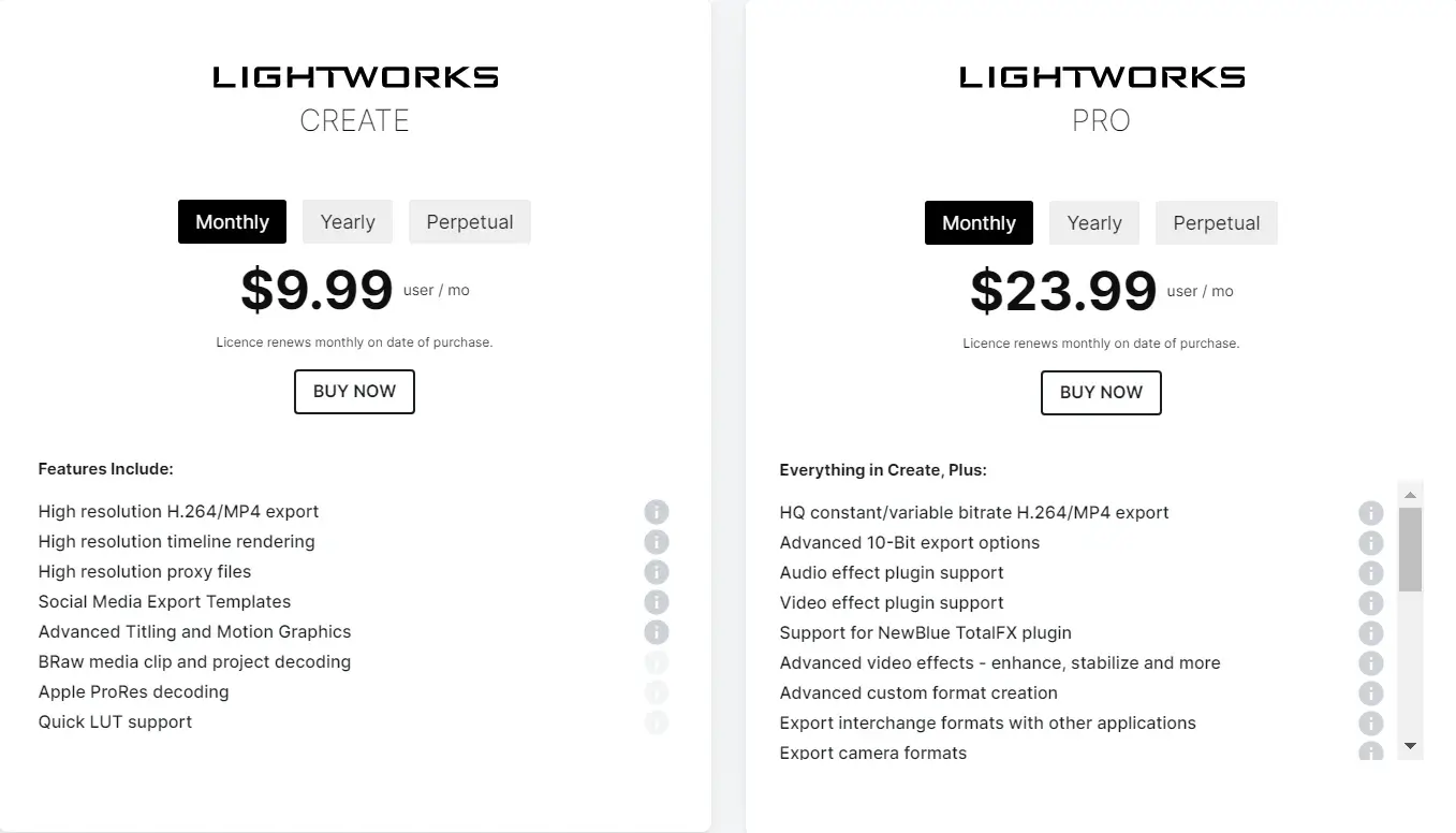 LightWorks Pricing