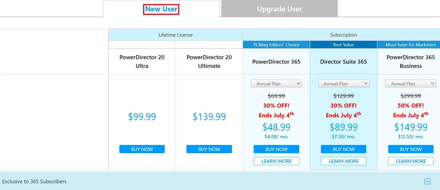 PowerDirector Pricing