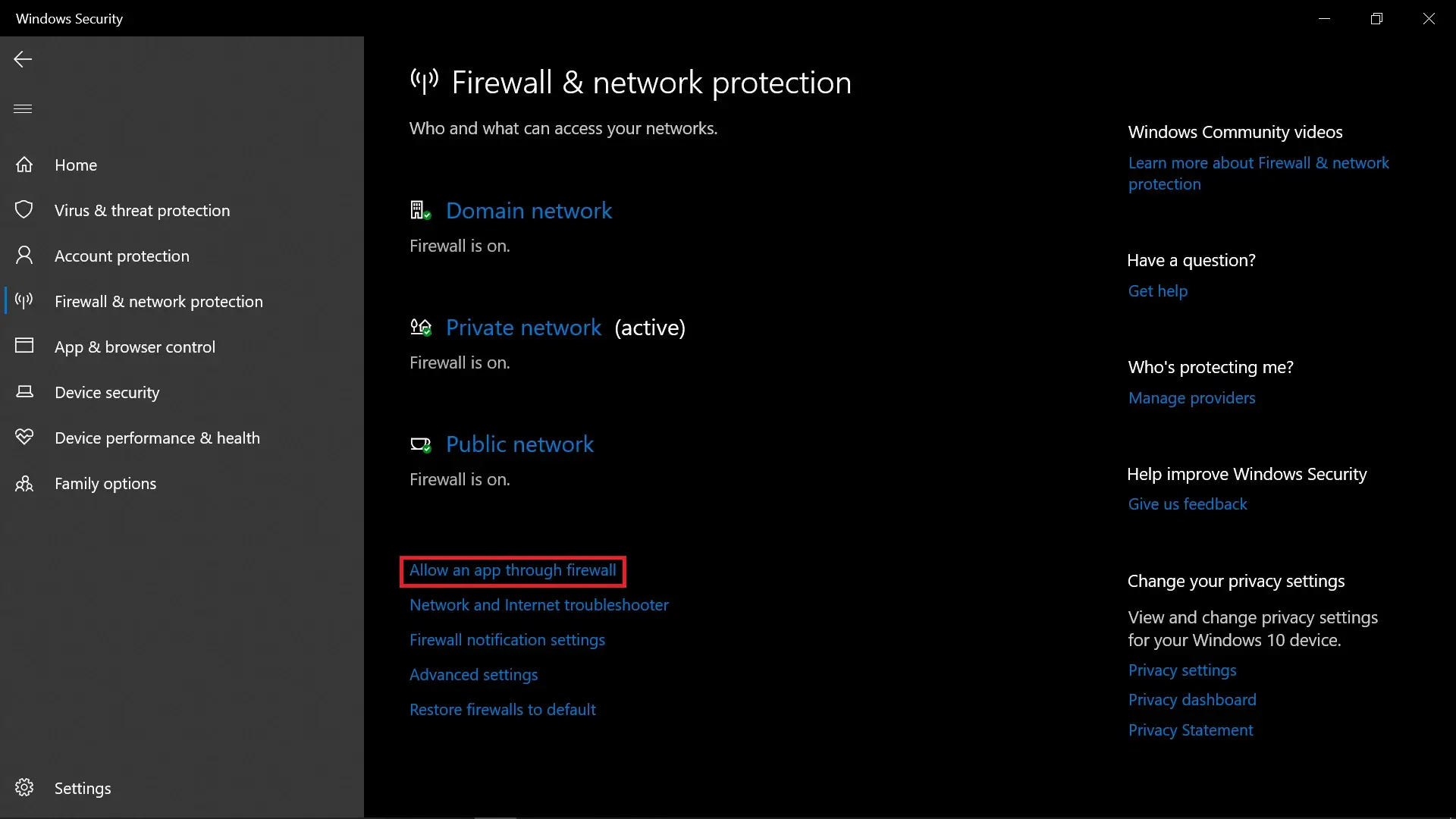 Allow An App Through Windows Firewall