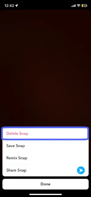 Tap On The Delete Button | Delete Snapchat Story
