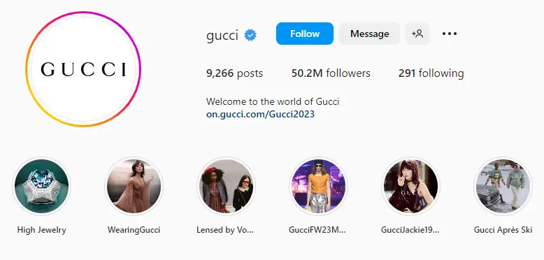 Gucci Instagram Highlights