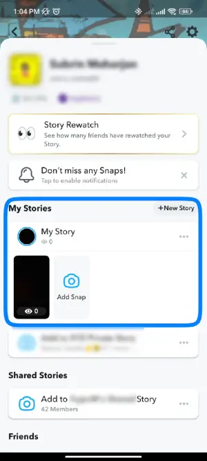 Go To My Story Option