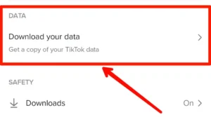 Tap on Download Your Data | TikTok
