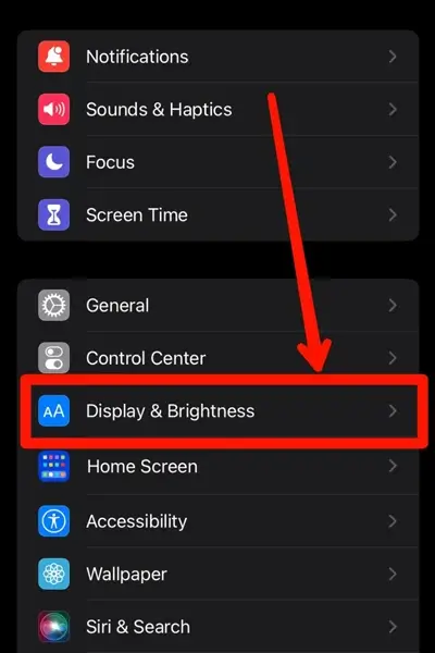 Step 2 Tap on Display And Brightness