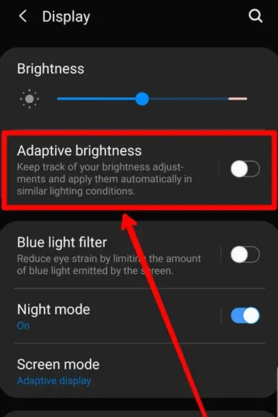 Step 3 Turn off Adaptive Brightness