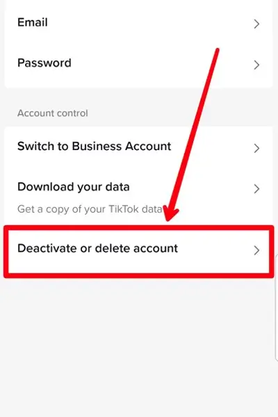Step 6 Tap on Deactive or delete account