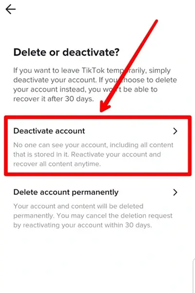 Step 7 Tap on Deactive account