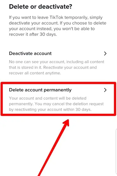 Step 7 Tap on Delete Account