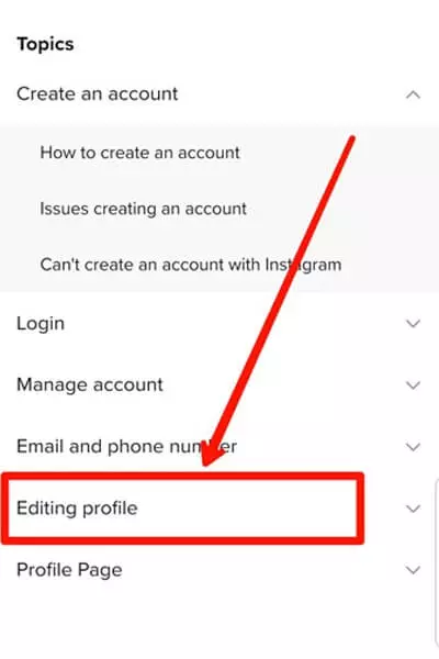Step 7 Tap on Editing Profile