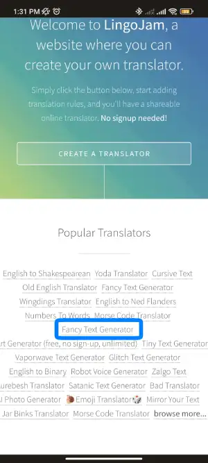 Search Fancy Text Generator