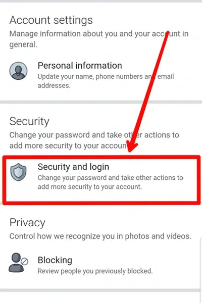 Step 4 Tap on Security and login
