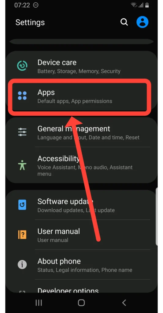 Navigate to Apps
