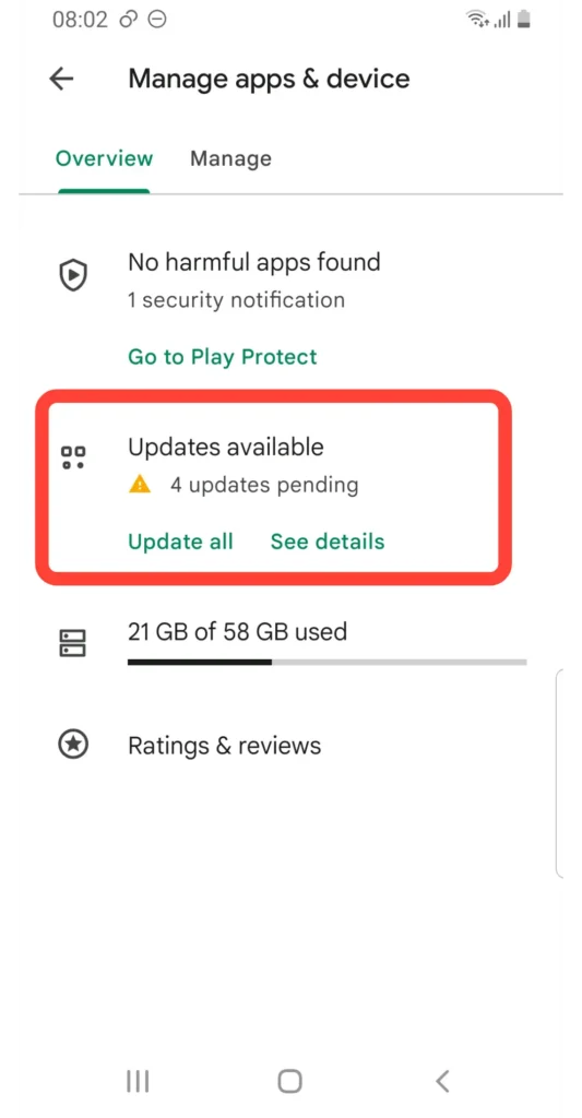 click on Update available