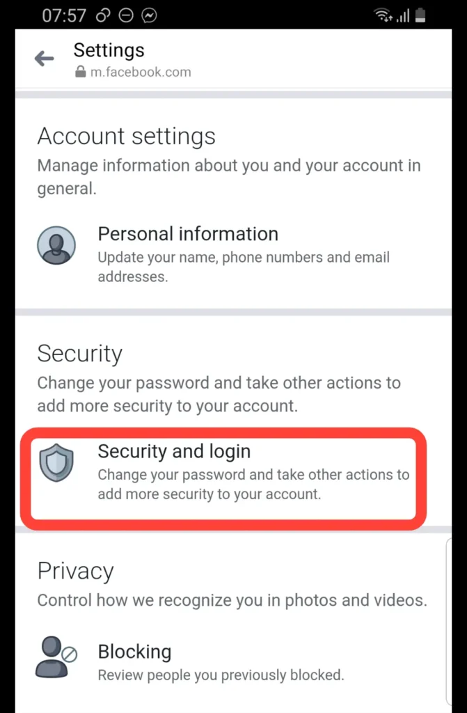 security and login section