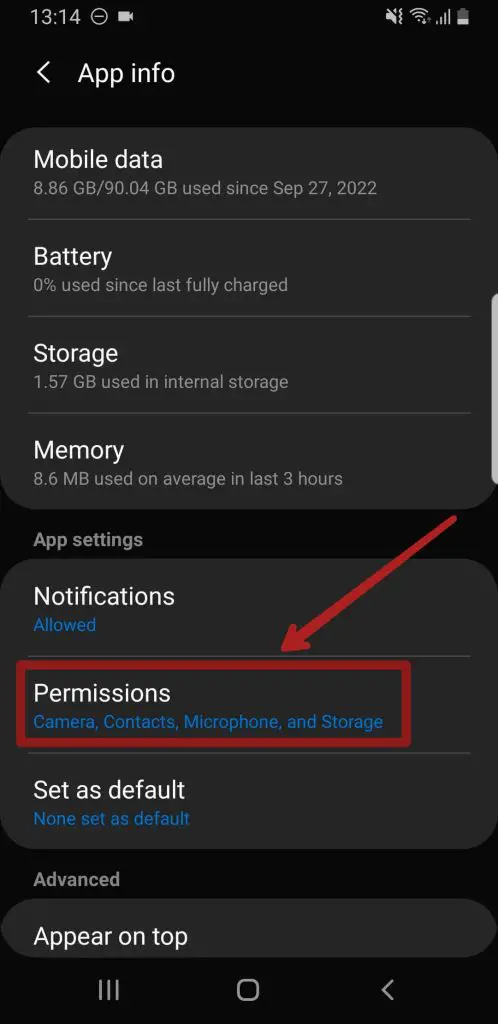 Select "Apps permissions."
