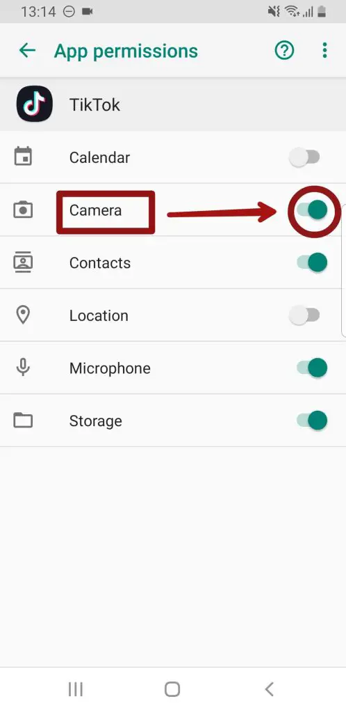 A new screen will then appear | enable camera access on tiktok