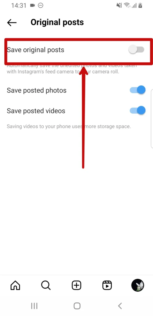 Tap on Save Original Post
