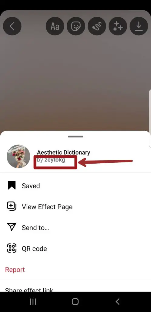 Locate the creator's profile | Get A Dictionary Filter On Instagram