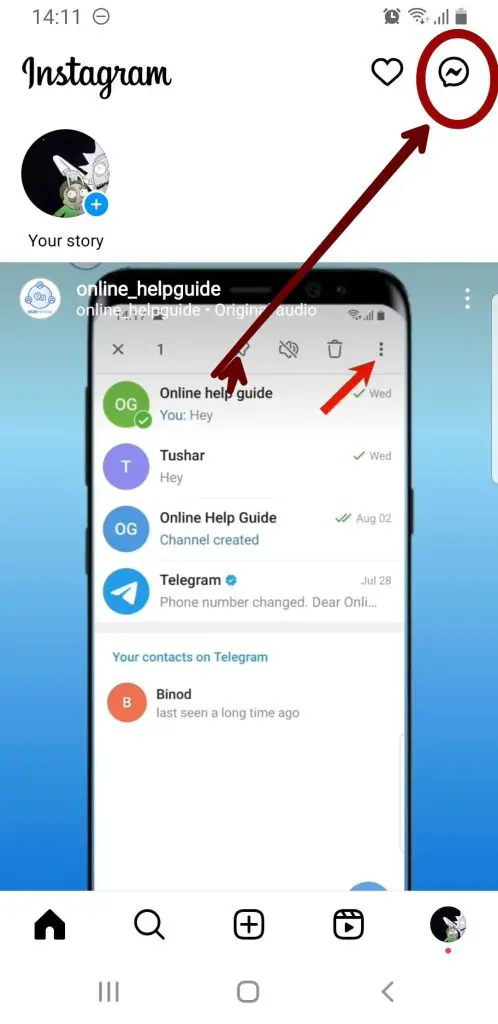 At the top right corner, tap on direct messages | How to Use Notes On Instagram