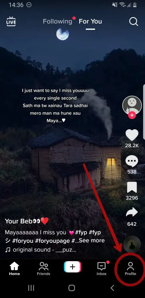 At the bottom right of the screen, tap the "Profile" tab | Transfer TikTok Drafts To Another Phone