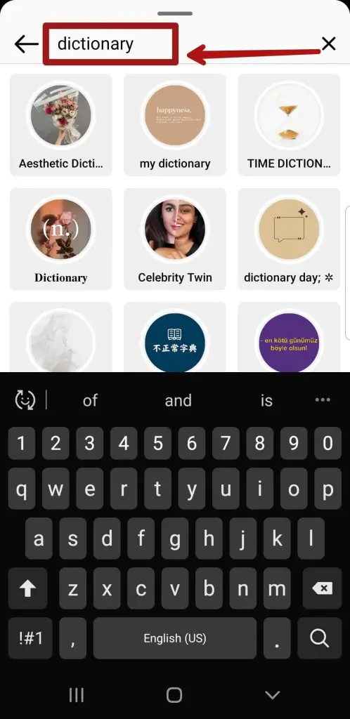 Choose The Dictionary Filter On Instagram