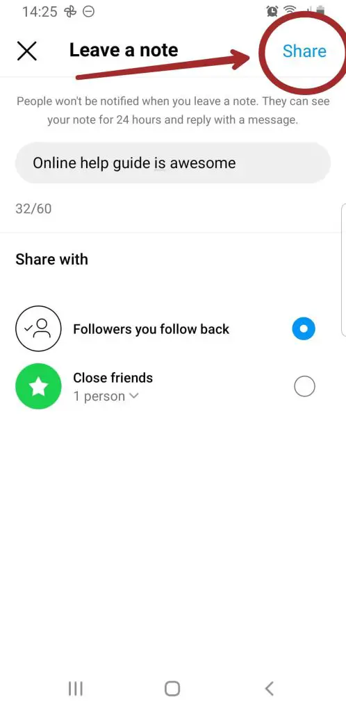 Tap on "Share" at the top of the screen