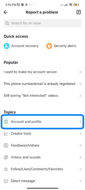 Click Account And Profile | Delete Tiktok Account Without Phone Number