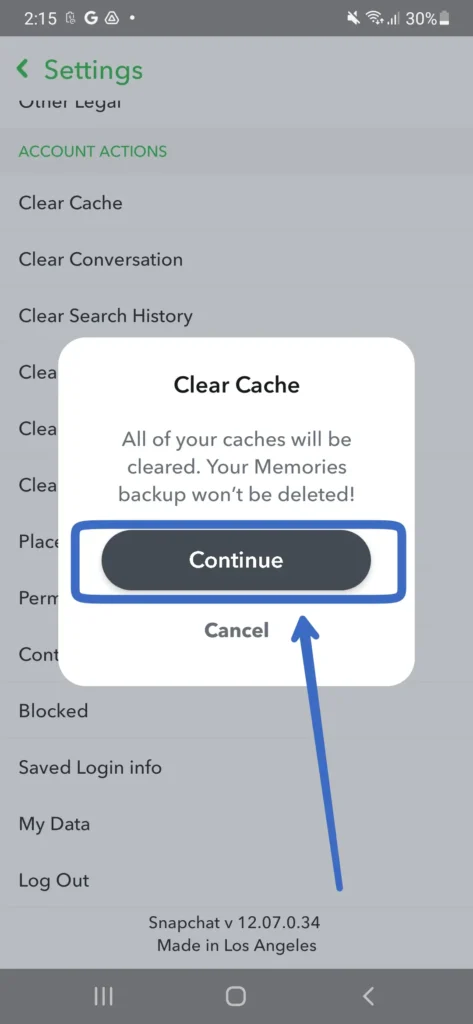 1. Clear Your Snapchat Cache