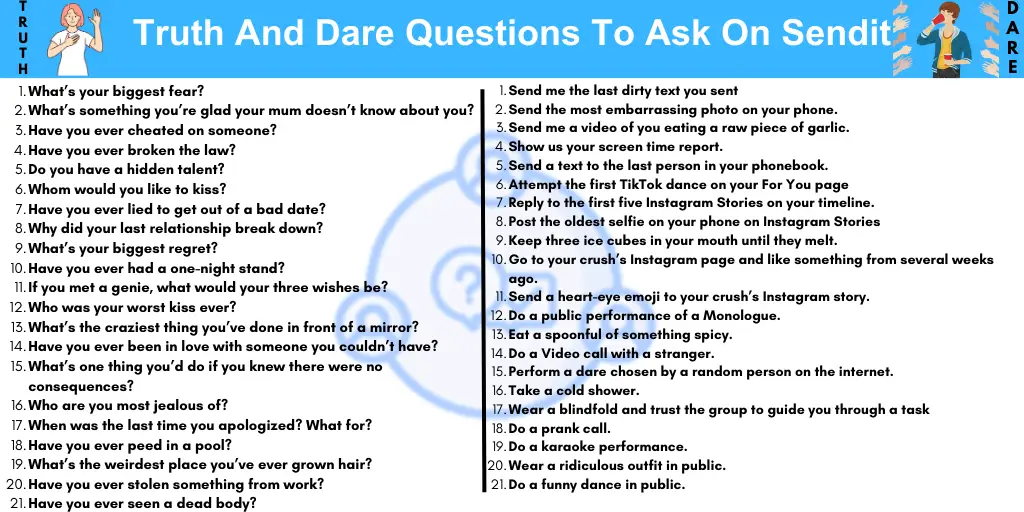 Truth And Dare Questions To Ask On Sendit 