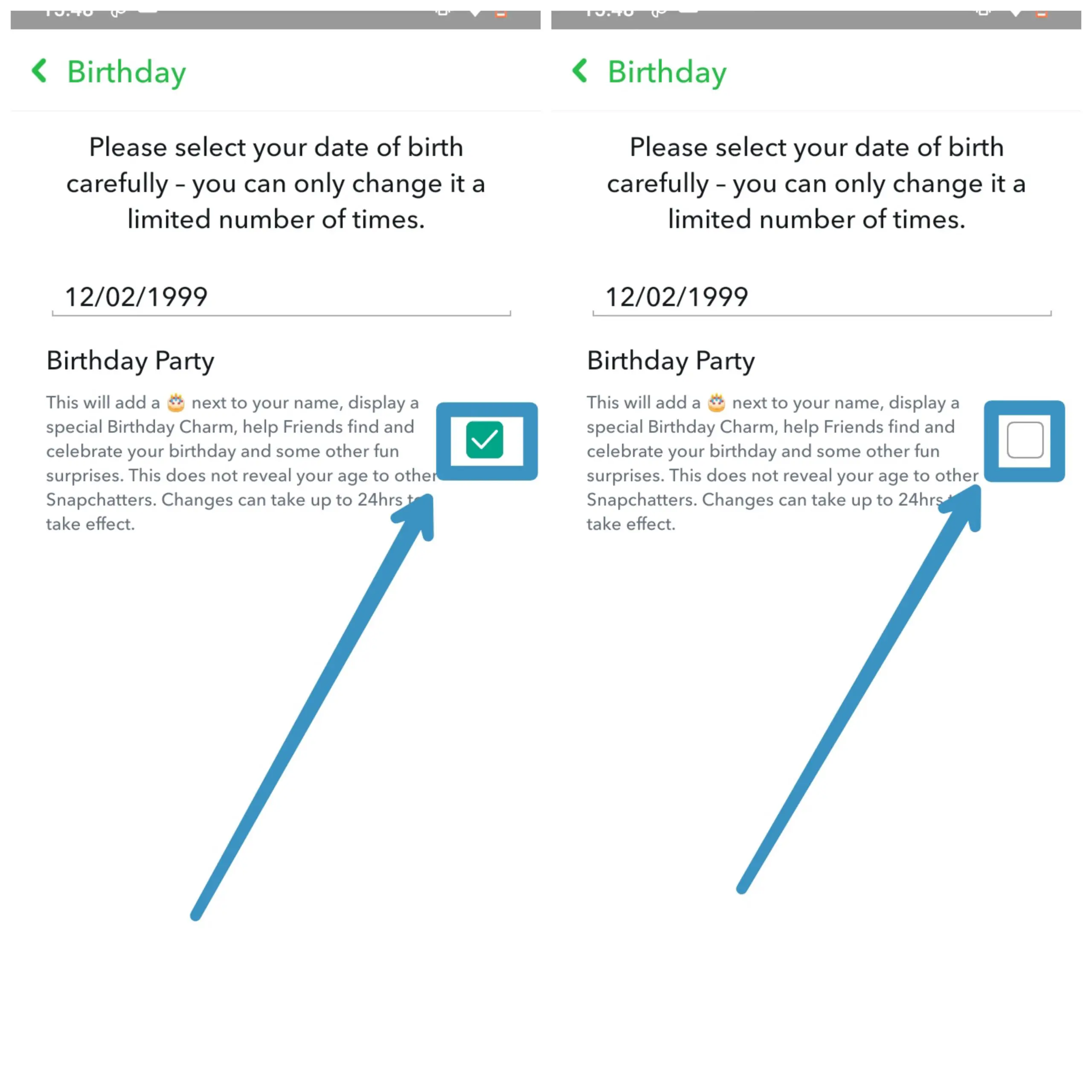 Step 6: Toggle The Birthday Party Option Off