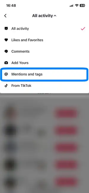 Filter Mentions and tags
