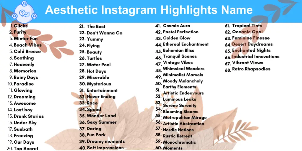 Aesthetic Instagram Highlights Name 