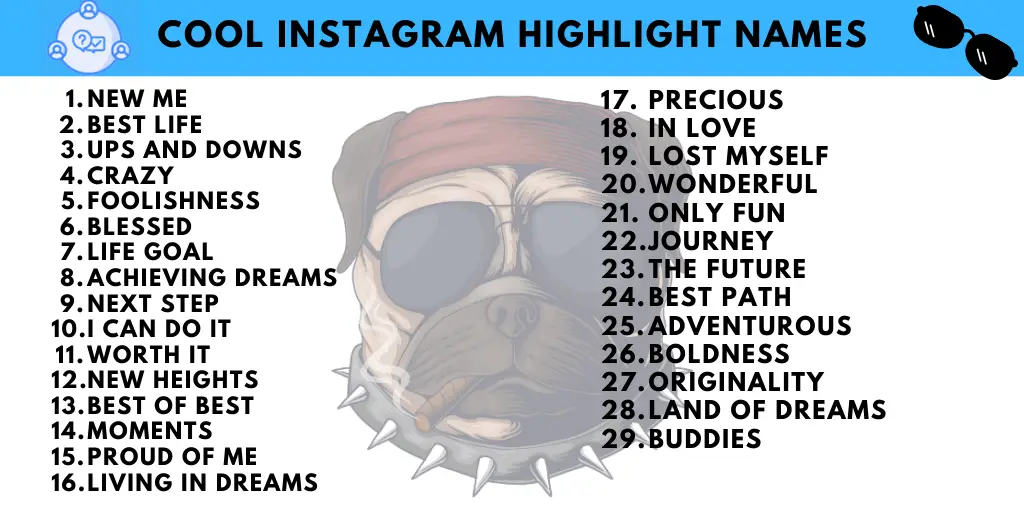 Cool Instagram HIghlight Names 