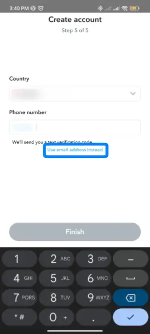 Skip The Phone Number Section & Select Email
