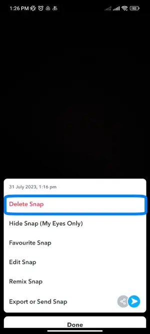 Click On The Delete Snap