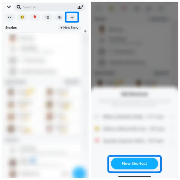 Click on "+" sign and New Shortcuts