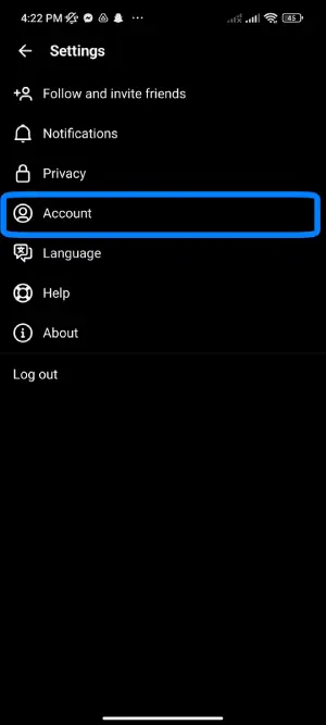 Tap on Account.