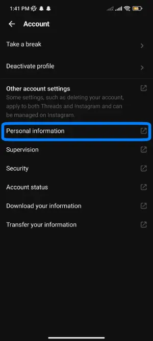 select personal information
