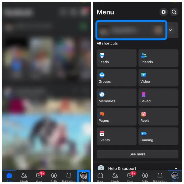 Go To “Menu” and Click Your Profile
