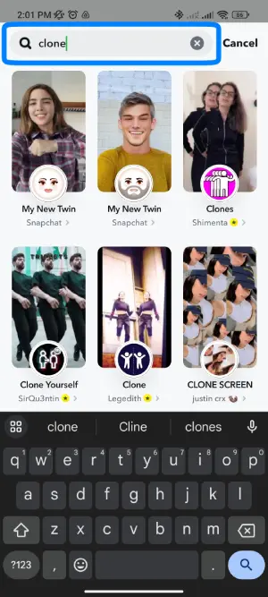 Search Clone on Search Bar