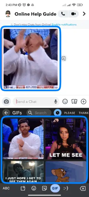 Select And Send The GIF